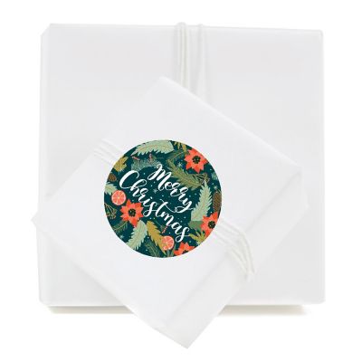 Dark Aqua Pine Cones Xmas Circle Labels Image 2