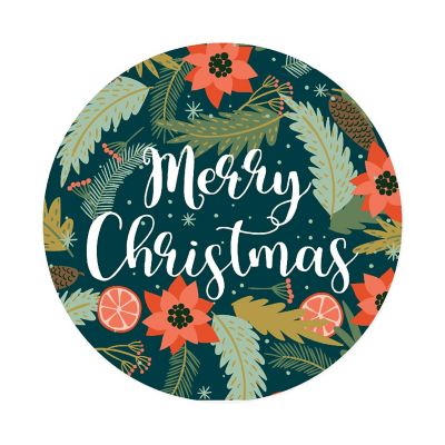 Dark Aqua Pine Cones Xmas Circle Labels Image 3