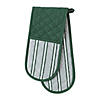 Dark Green Chef Stripe Double Oven Mitt Image 2