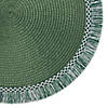 Dark Green Round Fringed Placemat Set Of 6 Image 1