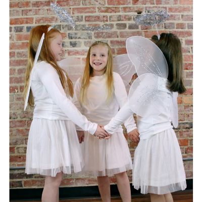 Darware Christmas Angel Wings and Halos Sets (6 Sets); Angel Dress Up Costumes for Pageants, Plays and Parties, White and Silver Image 1