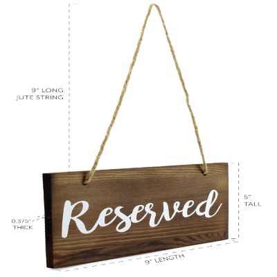 Darware Hanging Wooden Reserved Signs (6-Pack); Rustic Style Wood Signs for Weddings, Special Events, and Functions to Hang on Chairs, in Doorways Image 2