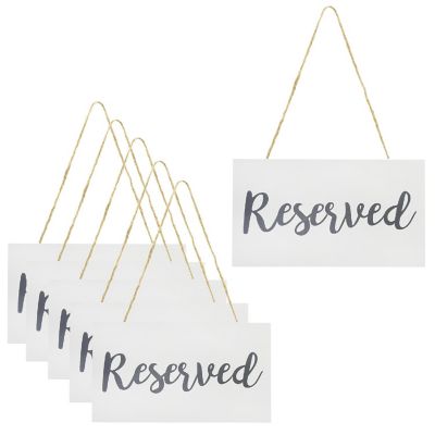 Darware Hanging Wooden Reserved Signs (6-Pack, White); Rustic Style Wood Signs for Weddings, Special Events, and Functions Image 1