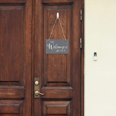 Darware Meeting in Progress / Do Not Disturb Wood Sign (Gray), Reversible Home and Office Meeting Door Hanger Image 3