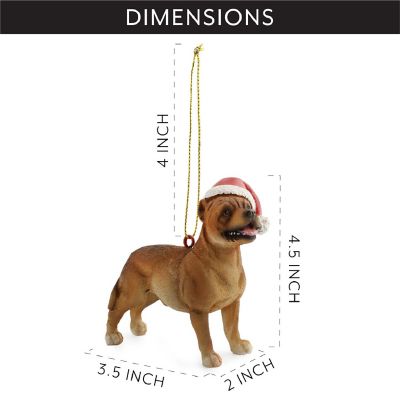 Darware Pitbull Dog Christmas Ornament (Set of 6); Dog Figurine Hanging Christmas Tree Decorations Wearing Santa Hats Image 1