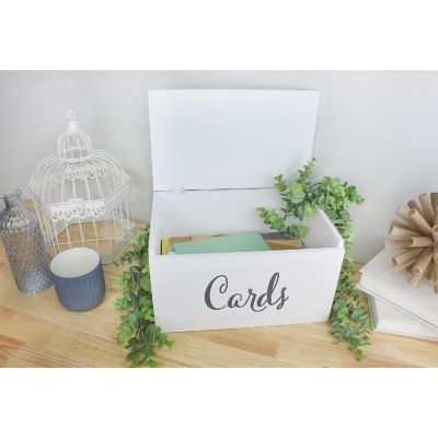 Darware Wooden Wedding Card Box for Reception, White Decorative Card Receiving Box for Birthdays, Showers, Graduations and More Image 1