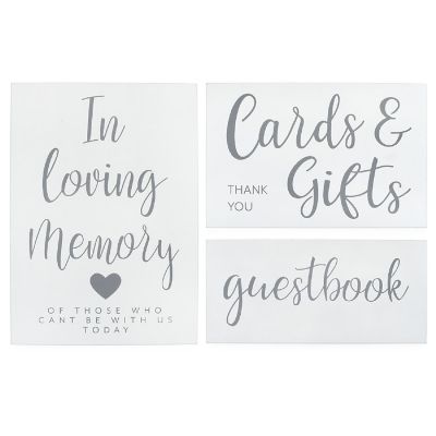 Darware Wooden Wedding Reception Signs (Set of 3, Rustic White); for Guests, Gifts, and Memorial Image 1
