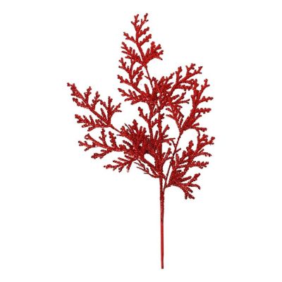 David Christopher Collection 28.5" Red Glitter Lycopodium Spray, Party Decor Image 1