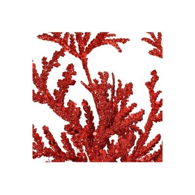 David Christopher Collection 28.5" Red Glitter Lycopodium Spray, Party Decor Image 1