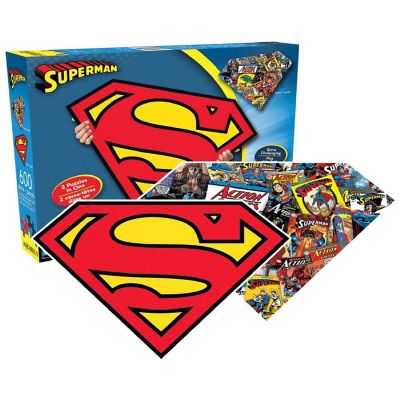 DC Comics Superman Logo 600 Piece Shaped 2 Sided Jigsaw Puzzle Image 1