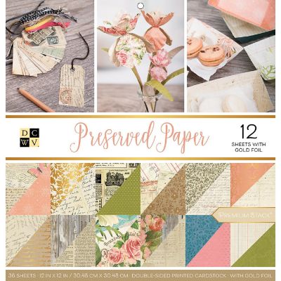 DCWV Rose Quartz Cardstock Paper 12x12 - 36 Sheets Double Sided Scrapbook Paper With Foil Accents