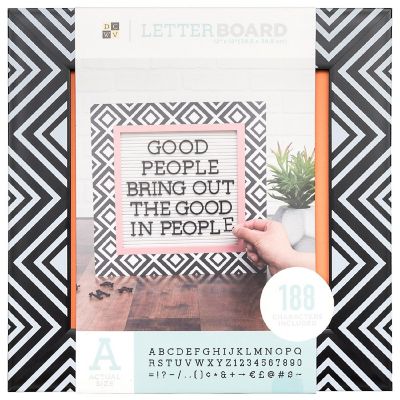DCWV Framed Letterboard 12"X12"-Black &amp; White Pattern W/ White Insert Image 1