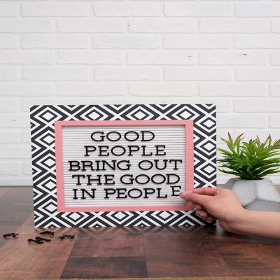 DCWV Framed Letterboard 12"X12"-Black &amp; White Pattern W/ White Insert Image 2