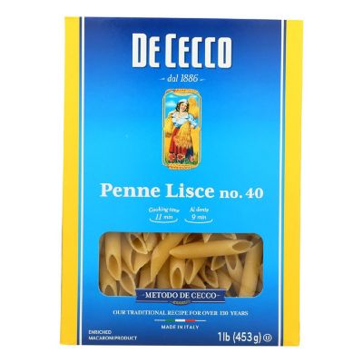 De Cecco Pasta - Pasta - Penne Lisce - Case of 12 - 16 oz Image 1