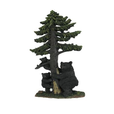 De Leon Collections Black Bear Family Climbing Spruce Tree Hand Painted Wall Sculpture 16 Inches High Image 1