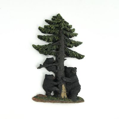 De Leon Collections Black Bear Family Climbing Spruce Tree Hand Painted Wall Sculpture 16 Inches High Image 1