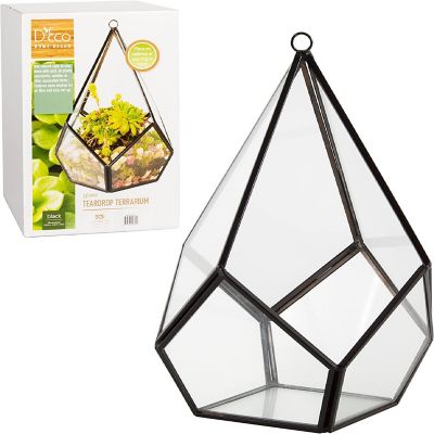 Deco Glass Geometric DIY Terrarium for Succulent & Air Plant - Hanging Teardrop Shape for Indoor Gardening Decor- Create Your own Flower, Fern, Moss Centerpiece Image 1