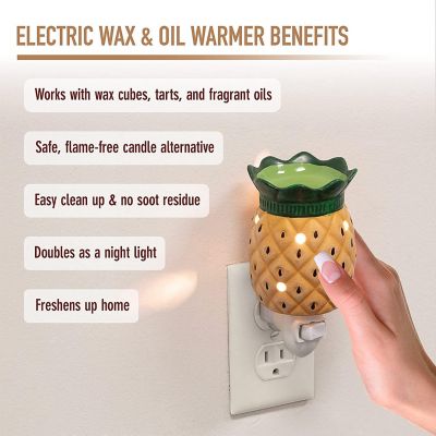 Deco Plug-in Electric Pineapple Candle Warmers, 2 Wax & Tart Warmer for Indoor Decor, Includes 4 Wax Cubes and Halogen Bulb- Freshen Home or Office w Desired Fr Image 1