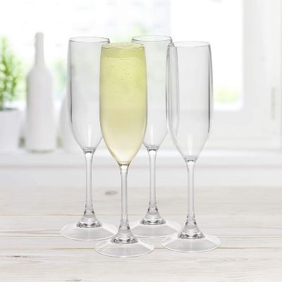 D'eco Unbreakable Stemmed Champagne Glasses, 6oz - 100% Tritan - Shatterproof, Reusable, Dishwasher Safe Drink Glassware (Set of 4)- Indoor Outdoor Drinkware - Image 1