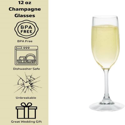 D'eco Unbreakable Stemmed Champagne Glasses, 6oz - 100% Tritan - Shatterproof, Reusable, Dishwasher Safe Drink Glassware (Set of 4)- Indoor Outdoor Drinkware - Image 2