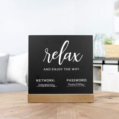 Decorae Wifi Password Sign for Home or Business, Chalkboard Style Metal Freestanding Sign Image 1