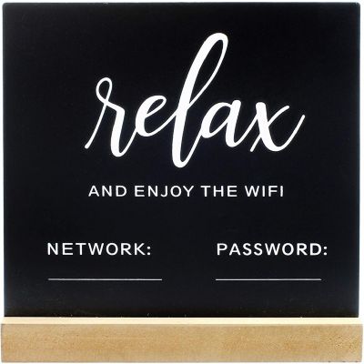 Decorae Wifi Password Sign for Home or Business, Chalkboard Style Metal Freestanding Sign Image 3