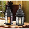 Decorative Etched Clear Glass Moroccan Style Hanging Candle Lantern 10.25" Tall Image 2