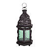 Decorative Etched Green Glass Moroccan Style Hanging Candle Lantern 10.25" Tall Image 1
