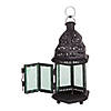 Decorative Etched Green Glass Moroccan Style Hanging Candle Lantern 10.25" Tall Image 1