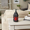 Decorative Etched Red Glass Moroccan Style Hanging Candle Lantern 10.25" Tall Image 3