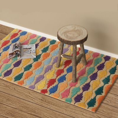 DEERLUX Handtufted Multicolored Leaf Design 100% Wool Area Rug, 3' x 5' Rectangle Image 1