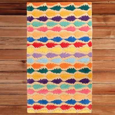 DEERLUX Handtufted Multicolored Leaf Design 100% Wool Area Rug, 3' x 5' Rectangle Image 2