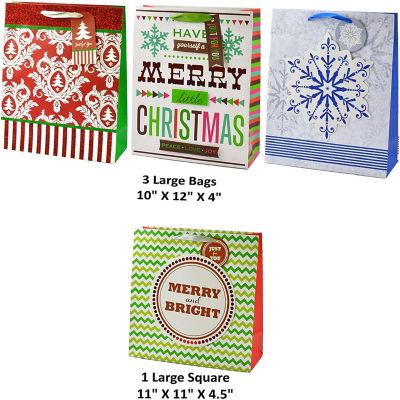 Deluxe 72 Piece Christmas Holiday Gift Bag Set,12 Assorted Bags with 60 Sheets of Tissue Image 2