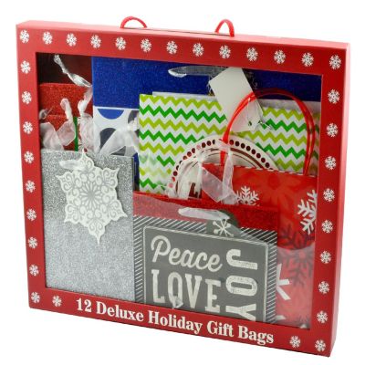 Deluxe 72 Piece Christmas Holiday Gift Bag Set,12 Assorted Bags with 60 Sheets of Tissue Image 3