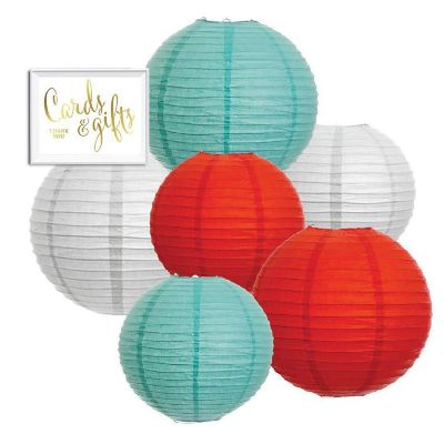 Diamond Blue, Red, White Paper Lanterns Image 1