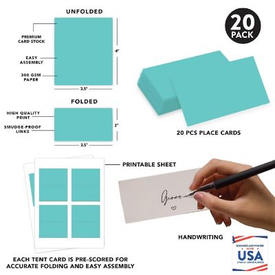 Diamond Blue Table Tent Place Cards 20-Pack Image 1