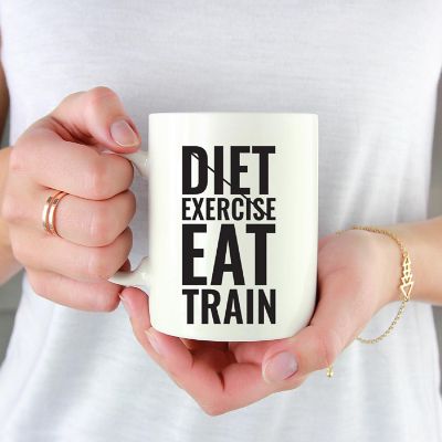 Diet Exercise Train Ceramic Mug Image 1