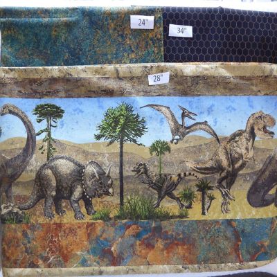Dinosaurs Stonehenge 2 Yards 14 Cotton Fabric Last of the Best End of Bolt Image 1