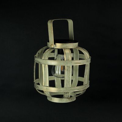 Direct International Metallic Gold Finish Industrial Style Solar Powered LED Hanging Lantern Image 2