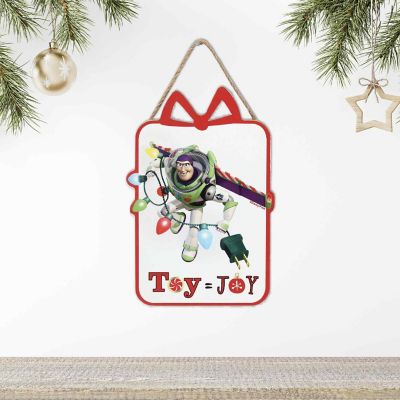 Disney 8x5 Disney Pixar Toy Story Buzz Lightyear Toy Joy Hanging Christmas Wood Wall Decor Image 1