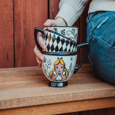 Disney Alice in Wonderland Monochrome Stacked Teacups Sculpted Ceramic Mug Image 3