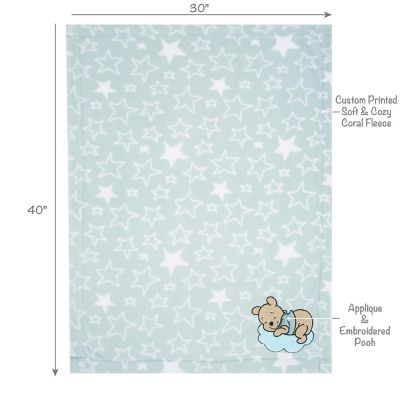 Disney Baby Starlight Pooh Blue and White Soft Fleece Baby Blanket Image 1