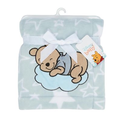 Disney Baby Starlight Pooh Blue and White Soft Fleece Baby Blanket Image 3