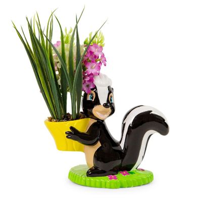 Disney Bambi Flower Skunk 6-Inch Ceramic Planter With Artificial Succulent Image 1