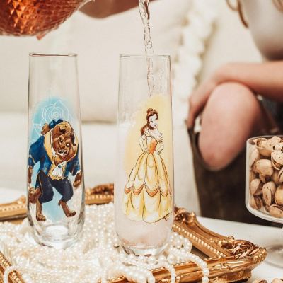 Disney Beauty and the Beast 9-Ounce Stemless Fluted Glassware  Set of 2 Image 1
