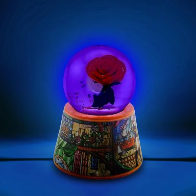 Disney Beauty and the Beast Mini Light-Up Snow Globe  3 Inches Tall Image 1