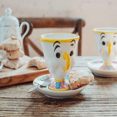 Disney Beauty and the Beast Mrs. Potts Teapot Set With 2 Chip Cups and Saucers Image 3