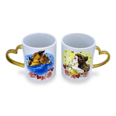 Disney Beauty and the Beast Sculpted Handle Mug Set  Each Holds 14 Ounces Image 1
