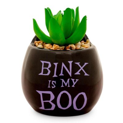 Disney Hocus Pocus "Binx Is My Boo" Ceramic Planter with Artificial Succulent Image 1