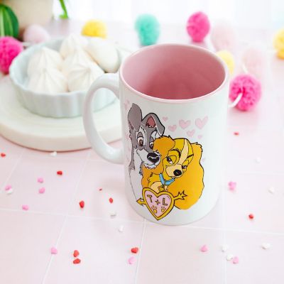 Disney Lady and the Tramp Doodle Sketch Hearts Ceramic Mug  Holds 20 Ounces Image 3